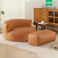 Canapé pouf ergonomique en tissu technique de luxe avec rembourrage en EPS, canapé paresseux en cuir microfibre imperméable avec tabouret, cadeaux IStapromo
