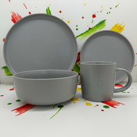 Service de table en grès Guangda, ensemble moderne en céramique grise, assiette, bol, tasse |   Services de table pour la maison, compatibles lave-vaisselle et micro-ondes