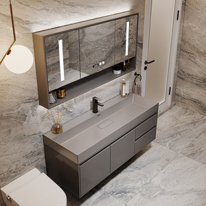 Mueble de Baño Moderno y Minimalista <span class=keywords><strong>con</strong></span> Lavabo, Espejo y Gabinete - Product Image 2