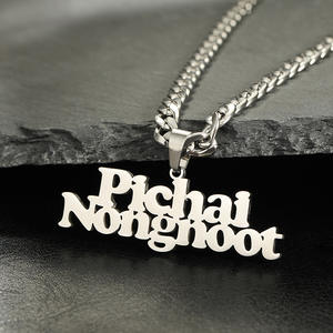 定制名字吊坠项链个性化金色不锈钢时尚男士女士铭牌首饰首字母项链 - Product Image 3