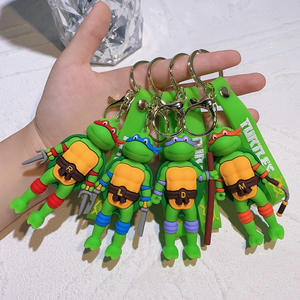 16types de tortues <span class=keywords><strong>Ninja</strong></span> mignon dessin animé Silicone caoutchouc porte-clés léger PVC sac pendentifs en cuir poupée Machine mousqueton tortue cadeaux - Product Image 5