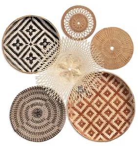 Tre truyền thống dệt kỹ thuật màu tự nhiên tường giỏ macrame kim loại trang trí nội thất vẫn còn sống mô hình tường nghệ thuật - Product Image 3