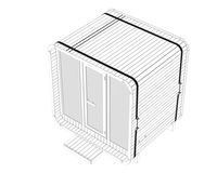 Hachillspa Modern 6 Personen Würfel Massivholz Sauna im Freien 9KW Power Vollglas Frontfenster LED-Leuchten enthalten traditionelle Sauna