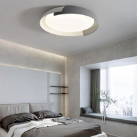 Plafonnier LED rond moderne avec abat-jour en acrylique imitation bois, luminaire à montage en surface à intensité variable pour hôtel, chambre à coucher, salon
