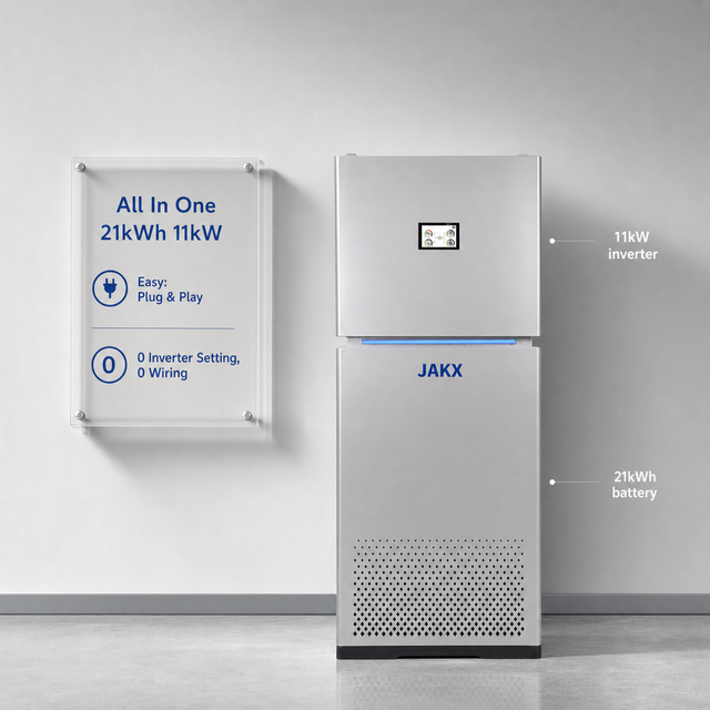 JAKX Home Solar Battery System 21kWh 11kW All in One ESS IP65 UPS Backup Emergency Power Pure Sine Wave CE Wholesale