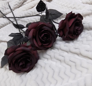 Artificial negro Vintage Rosa boda flor Faux Rose flores góticas Halloween Living decoración del hogar - Product Image 2