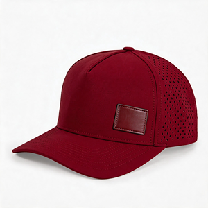 <b>Waterproof</b> Performance PVC Logo Snapback Hat 5-Panel Quick Dry Trucker <b>Cap</b> with Laser Cut Perforated Hole for Baseball & Camping - Product Image 3