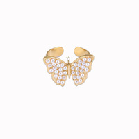 Bague Papillon Micro-Pavée Tendance pour Femme, Bijou de Luxe Minimaliste au Design Original, Idéal pour un Cadeau d'Anniversaire