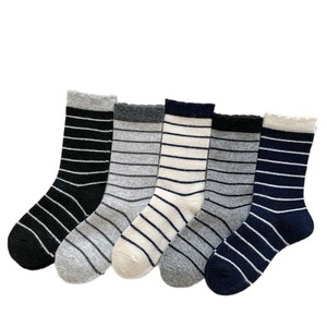 Women Thermal Socks Mid Calf Striped Warm Cotton <b>Blend</b> Sweat Absorbing Winter Fashion - Product Image 4