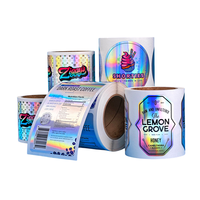 Étiquettes en papier adhésif imperméables de luxe, personnalisées, holographiques, résistantes aux UV, anti-huile, durables, en vinyle, autocollants pour bouteilles
