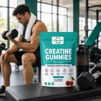 Complément de créatine monohydrate 5g en gommes sans sucre, végétalien, pré-entraînement, vente en gros, OEM, marque privée pour femmes, en sachets
