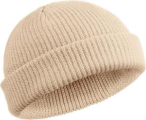 Bajo MOQ Fabricantes de gorros personalizados All Over Print Jacquard Y2K Gothic No Cuff Fold Cuffless Winter Skull Cap Knit Hat con Logo - Product Image 1