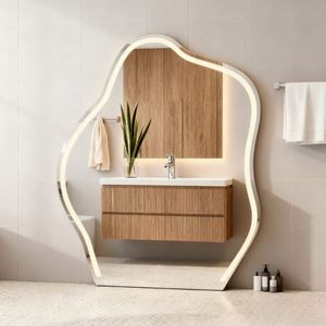 Miroir de maquillage mural en verre avec éclairage LED en forme de nuage, style moderne, pour la chambre à coucher, la salle de bain, table de toilette, miroir de bureau - Product Image 1