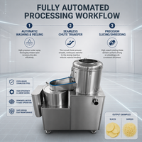 Machine à éplucher et à couper les pommes de terre de grande capacité 500 kg/h, machine intégrée automatique pour éplucher et trancher les légumes pour la restauration