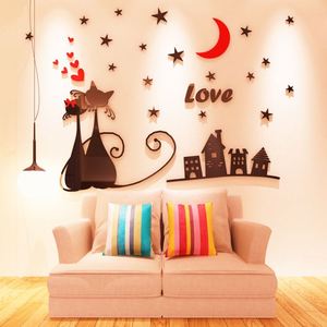 Póster Decorativo Creativo de Pareja de Gatos de Dibujos Animados para el Hogar, Arte de Pared para Sala de Estar y Dormitorio, Adhesivo Acrílico para Pared - Product Image 1