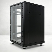 Armoire de serveur professionnelle 22U 19 pouces, protection IP20, noire, 600x1000mm de profondeur, en acier laminé à froid, personnalisable, pour réseau de données