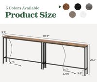 Table de canapé de 102 pouces avec 2 prises de courant et ports USB-C, console étroite avec rangement extra-longue pour entrée, couloir ou derrière le canapé
