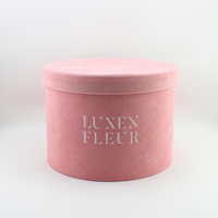 Boîte à chapeau ronde en velours de luxe, boîte cadeau cylindrique rose avec couvercle, taille personnalisée, logo, emballage floral pour anniversaire, mariage, Noël