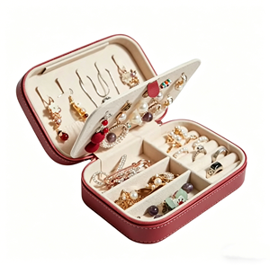 Elegant Pink Rectangle Jewelry <b>Box</b> With Buckle Closure Dual Layer Organizer For Necklaces Rings Earrings - Product Image 2