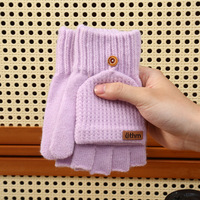 Gants chauds tricotés épais pleine acrylique Flip demi doigt clavier gants Protection contre le froid gants chauds pour les femmes