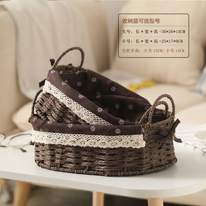 <span class=keywords><strong>Panier</strong></span> de rangement de bureau cosmétiques clés collations <span class=keywords><strong>table</strong></span> basse rotin <span class=keywords><strong>panier</strong></span> de rangement tissé - Product Image 2