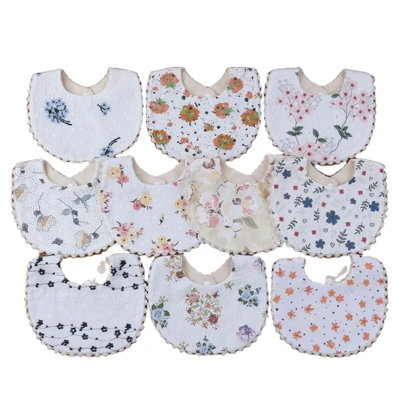 Bavoirs en coton pour nouveau-né, bébé fille, mignon, princesse brodée Floral, serviette salive Bandana, décoration, écharpe florale, absorbant