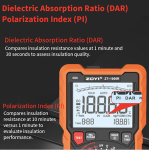 ZOYI 1000R instrumento de prueba profesional 2 en 1 que integra un medidor de resistencia de aislamiento y un multímetro digital True-RMS - Product Image 3