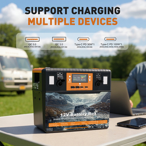 กล่องแบตเตอรี่พลาสติกกันน้ำแบบพกพาสำหรับใช้งานกลางแจ้ง 12v พร้อมที่ชาร์จ 40a สำหรับตั้งแคมป์ เดินทาง ใช้พลังงานแสงอาทิตย์ - Product Image 1