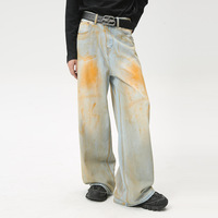 Jean baggy YOUMI ODM/OEM délavé style Y2K, vintage, en denim brut japonais selvedge pour homme