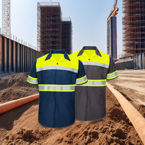 Fabrik Großhandel <span class=keywords><strong>Hi</strong></span> <span class=keywords><strong>Vis</strong></span> Security Workwear Shirt Kurzarm Reflektierende Baumwolle Polyester Shirt - Product Image 2