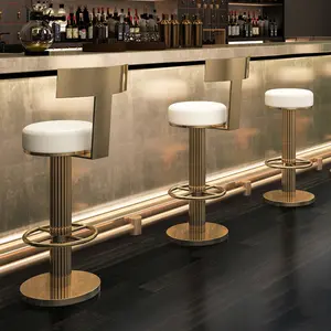 Nordic Modern Luxury Rotating Lift Küche Hochs tühle Edelstahl gepolsterte Barhocker