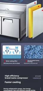 Mesa de Preparación de Alimentos NUELEAD NE-1102 de 1M, Refrigerada por Aire, Comercial, de Acero Inoxidable 310L, con Dos Puertas Sólidas Tipo Sándwich para Ensaladas - Product Image 5