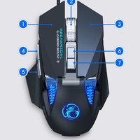 Souris de jeu mécanique RGB IMICE T96 7200 DPI, souris optique filaire USB pour ordinateur portable PC, souris de jeu avec macros personnalisées