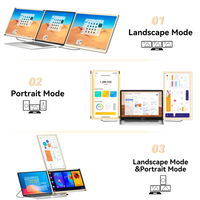 Moniteur portable S6 de 15,6 pouces pour le jeu, écran IPS double extensible vertical réglable, interface de type C, haut-parleur intégré