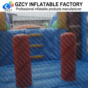 Château gonflable tropical bleu et orange avec toboggan, maison de saut gonflable pour enfants pour location de fête en plein air - Product Image 4