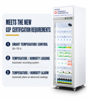 MUXUE 2-8 ℃   Kulkas Estetika Medis 8-20 ℃   Lemari Pendingin Laboratorium Farmasi dengan Pintu Kaca Tegak dan Pencatat Data Suhu
