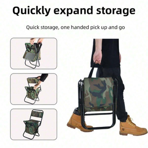Folding Fishing Chair With Cooler <b>Bag</b> Camouflage Outdoor Portable Chair For Camping <b>Beach</b> Garden Use - Product Image 4