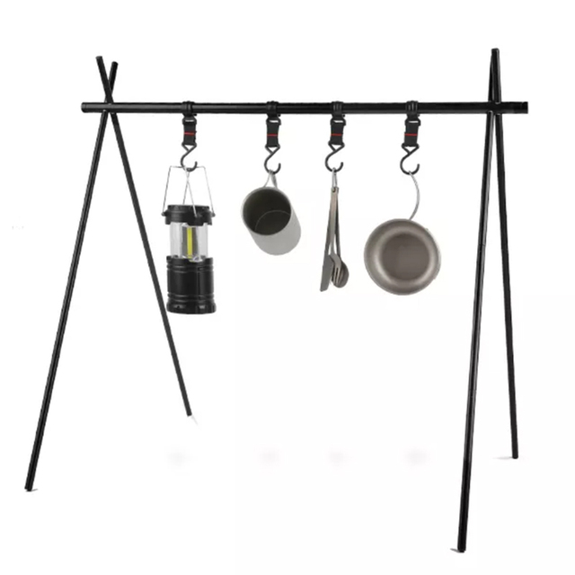 Outdoor Adjustable Tripod Camping Hanging Camping Folding Rack Grilling Picnic Camping BBQ Hanger