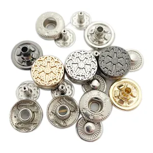 2021 Garment Accessories Custom 12mm Embossed Logo Press Metal Snap Buttons For Clothes