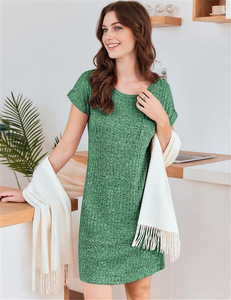 Nuevo Vestido Casual de Punto Acanalado para Mujer, Vestido Tipo Camiseta con Bolsillos, Vestido Mini Holgado - Product Image 5