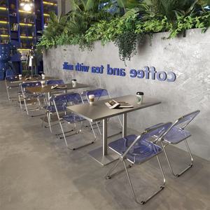 Ensemble table et tabourets modernes en acier inoxydable pour 4 personnes, idéal pour les salons de thé, cafés, usage domestique et restaurants commerciaux - Product Image 1