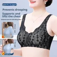 Soutien-gorge d'allaitement et de grossesse grande taille à fermeture avant, sans armatures, sans coutures, en dentelle, type bandeau, confortable