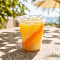 Gobelets en plastique PP de qualité alimentaire avec couvercle, 12oz, 16oz, 24oz, jetables, hautement transparents, pour jus, soda, boissons froides, vente en gros