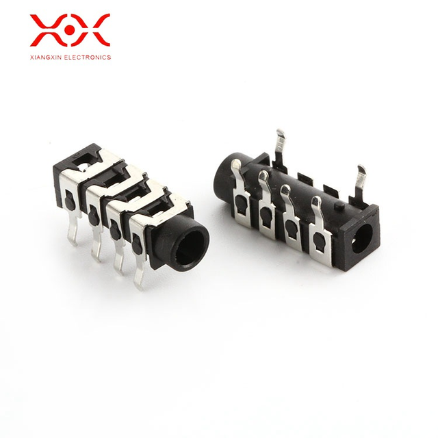 3.5mm Headphone Socket PJ-313B-6P with Four Extended Pins and a 3.5mm Female Socket with Surface Mount