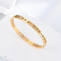 Bracelet en acier au titane pour femme sans décoloration Bracelet en acier inoxydable numérique à la mode romaine