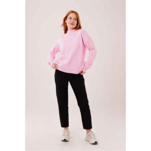 เสื้อสเวตเตอร์ถักสีชมพูสำหรับผู้หญิง แขนยาว คอริบบ์ ป้องกันขนร่วง สไตล์ลำลอง เกรด 14 GG - Product Image 4