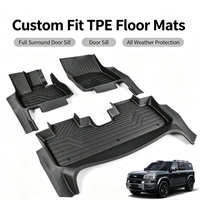 Tapis de sol de voiture en TPE à texture géométrique noire, entièrement enveloppants, avec protection de seuil de porte, durables et inodores, pour modèles SUV