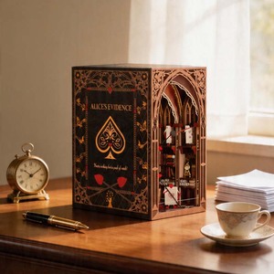 Minicity 3D rompecabezas <span class=keywords><strong>de</strong></span> madera Diy casa <span class=keywords><strong>de</strong></span> muñecas Alice's Evidence Book Nook Kit con luz LED y cubierta antipolvo - Product Image 1