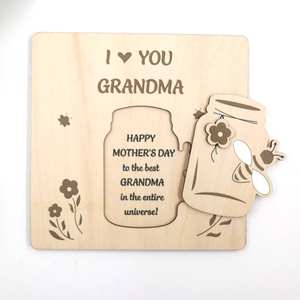XCXCH1759 Meilleur <span class=keywords><strong>cadeau</strong></span> pour <span class=keywords><strong>grand</strong></span>-mère le jour <span class=keywords><strong>de</strong></span> la fête des mères Panneau en bois fait à la main «J'aime ma <span class=keywords><strong>grand</strong></span>-mère» - Product Image 3
