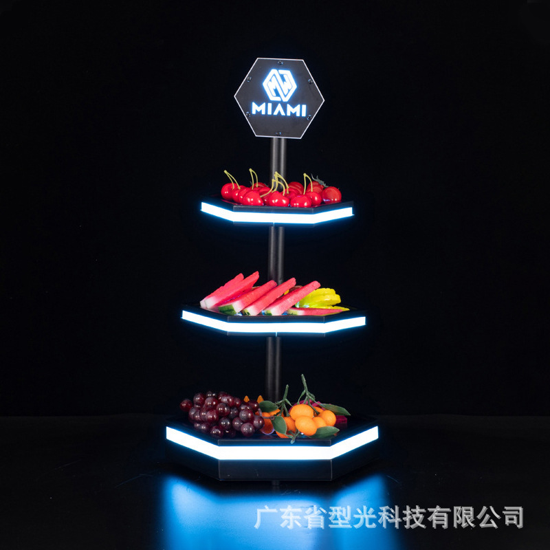 Plateau de fruits à trois niveaux de type A (lumière bleu glacier)